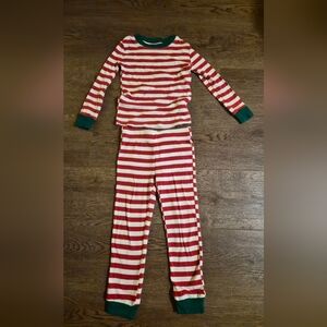 Striped Red and White Kids Christmas Pajamas